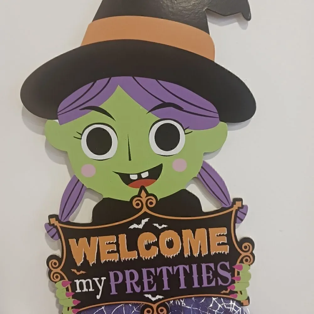 3 for 26 - Witch Themed Halloween Wall Hanging Sign Welcome My Pretties Decoe